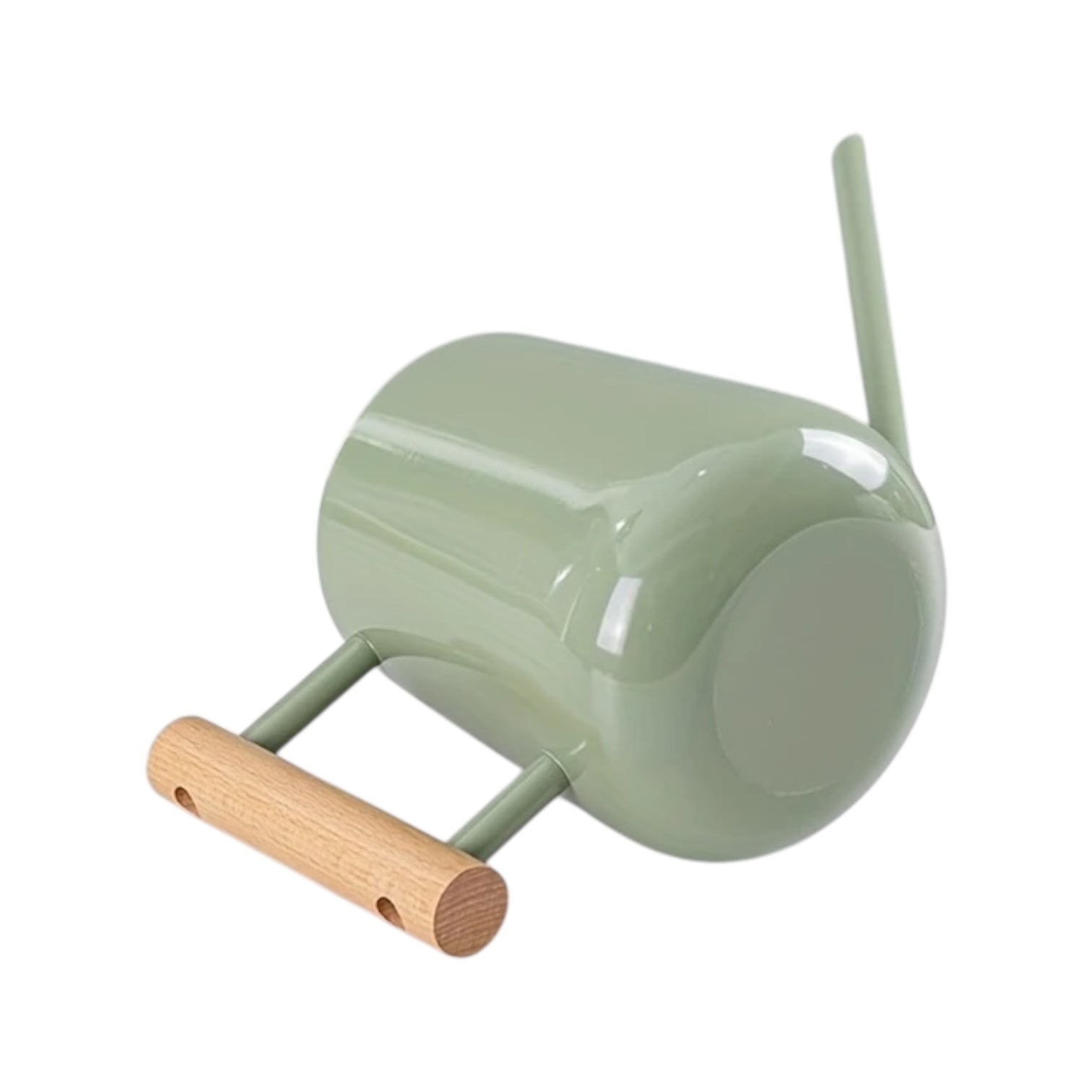 TIVVA GREEN – Gießkanne aus Edelstahl, 1 L, grün mit Holzgriff