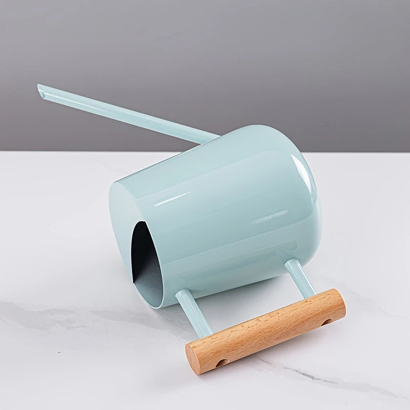 TIVVA BLUE – Gießkanne aus Edelstahl, 1 L, hellblau mit Holzgriff