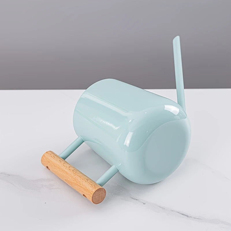 TIVVA BLUE – Gießkanne aus Edelstahl, 1 L, hellblau mit Holzgriff