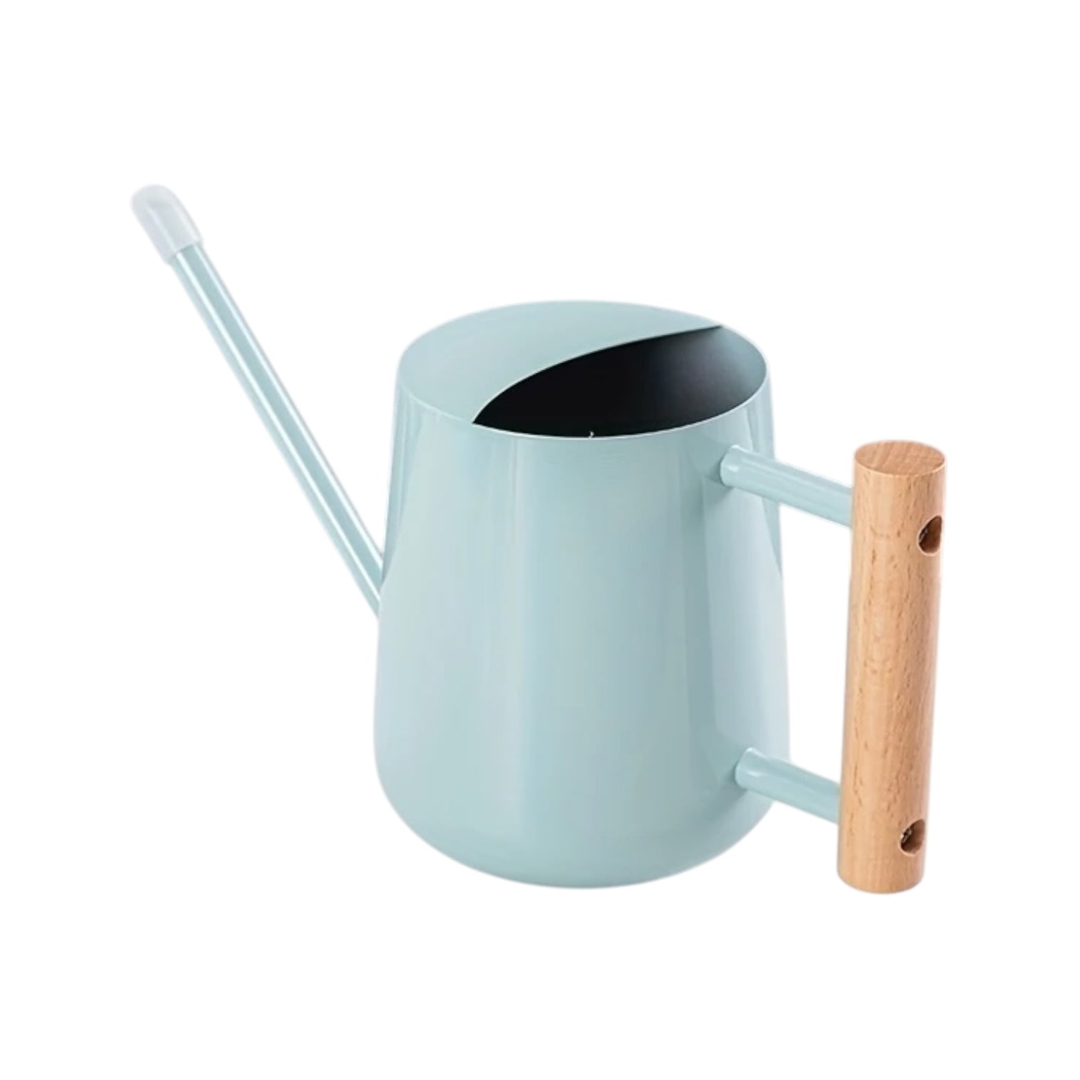 TIVVA BLUE – Gießkanne aus Edelstahl, 1 L, hellblau mit Holzgriff