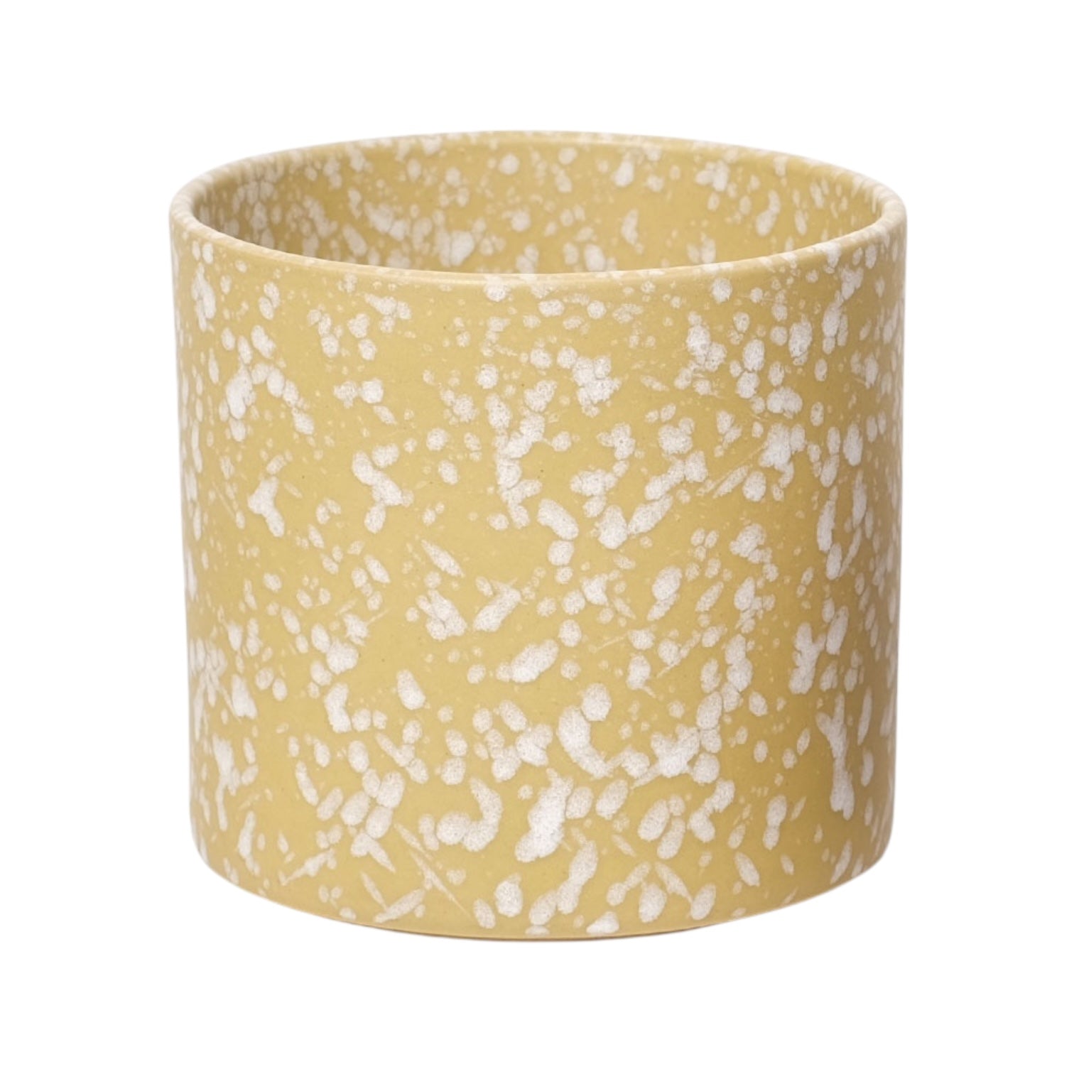 MARCELINO – Pflanztopf, Steinzeug, Gelb gesprenkelt, Ø 15 cm, handgefertigt glasiert