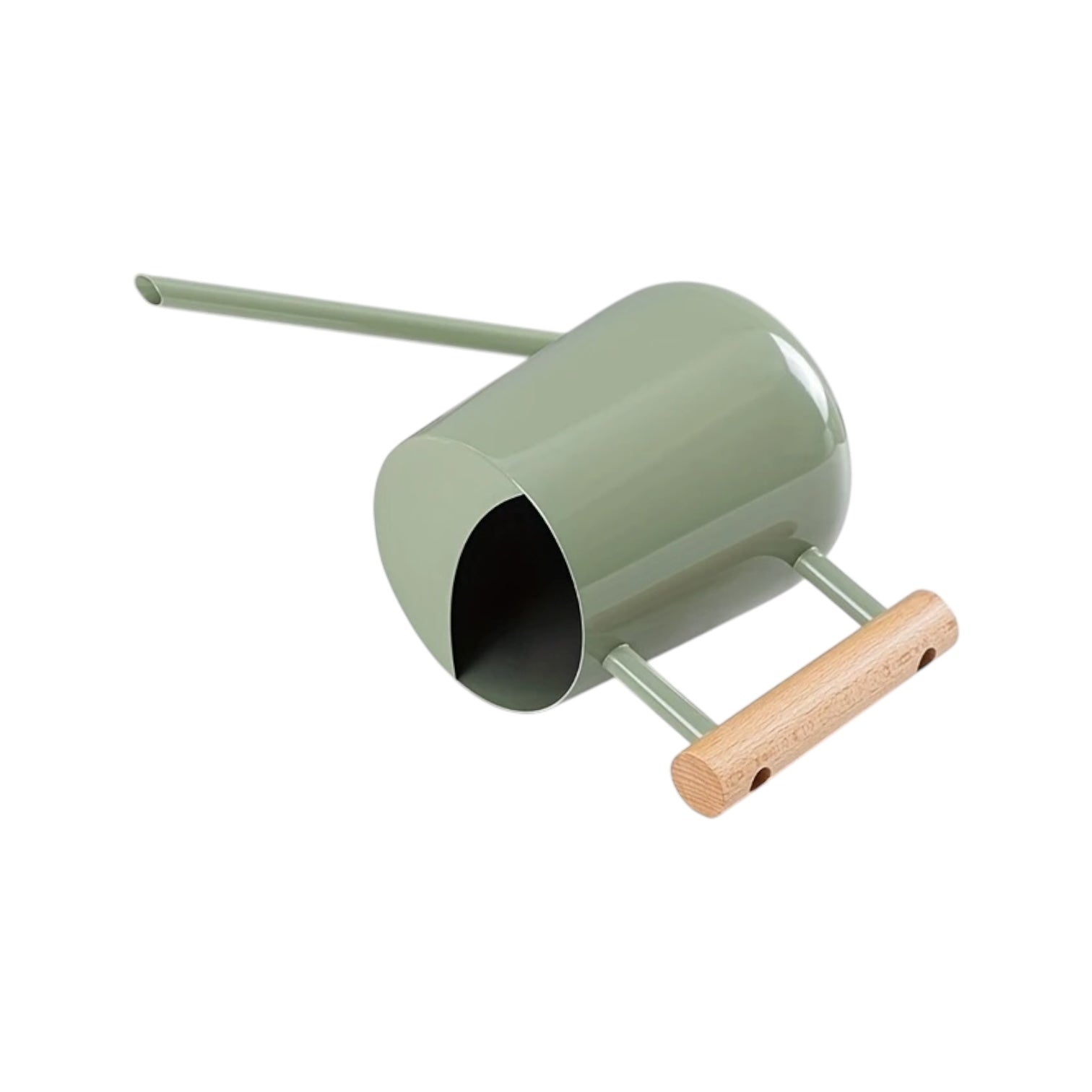 TIVVA GREEN – Gießkanne aus Edelstahl, 1 L, grün mit Holzgriff