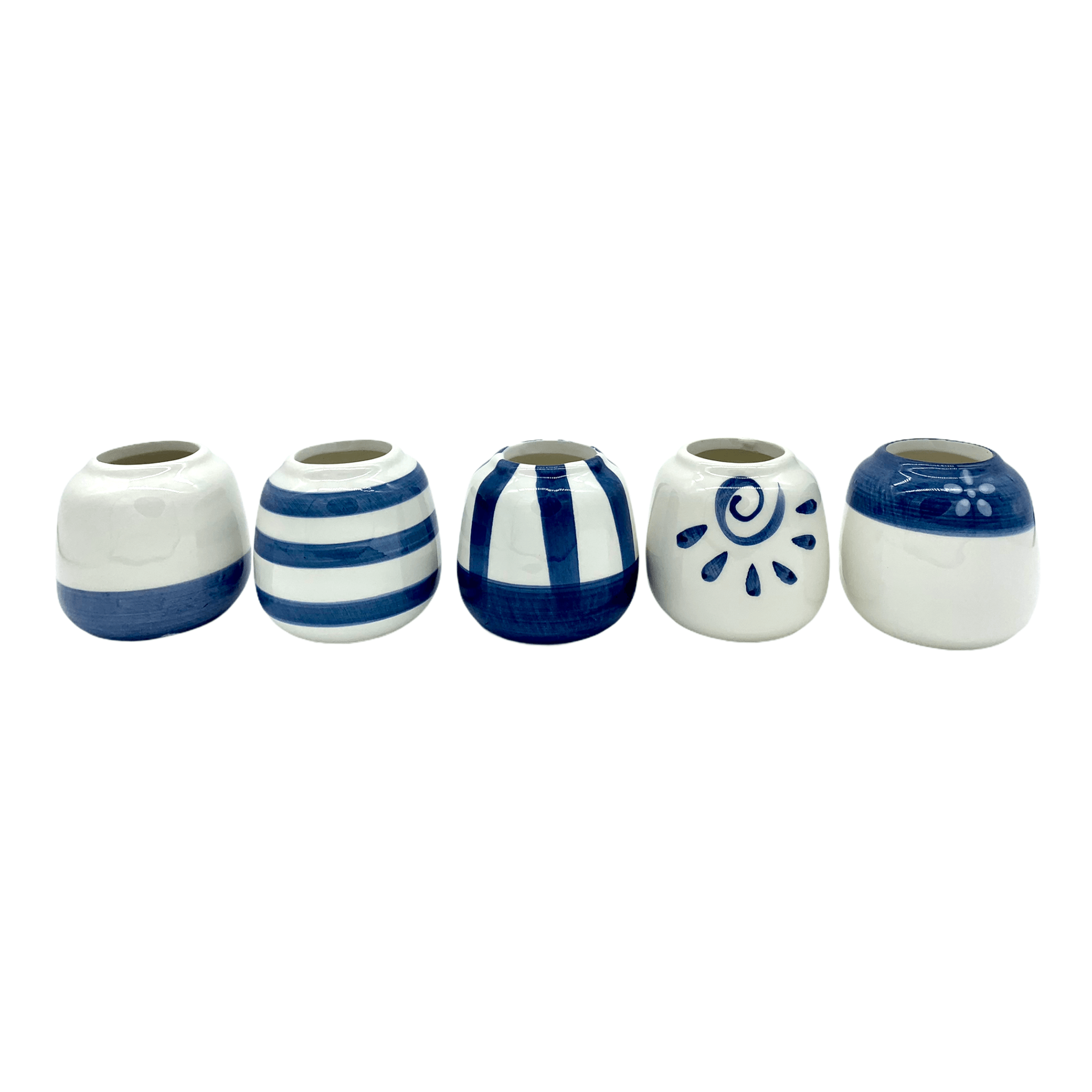 5er Set Mini-Sukkulententopf mit Loch- Ø6cm - Japanisch blau -KAKTOS Pflanzgefäße & Zubehör