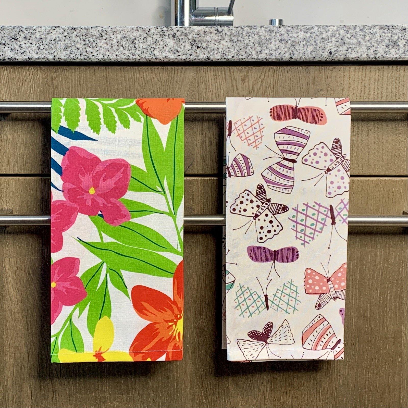 Corfu - Geschirrtuch - Florales Muster - 100% Baumwolle -KAKTOS Pflanzen & Zubehör