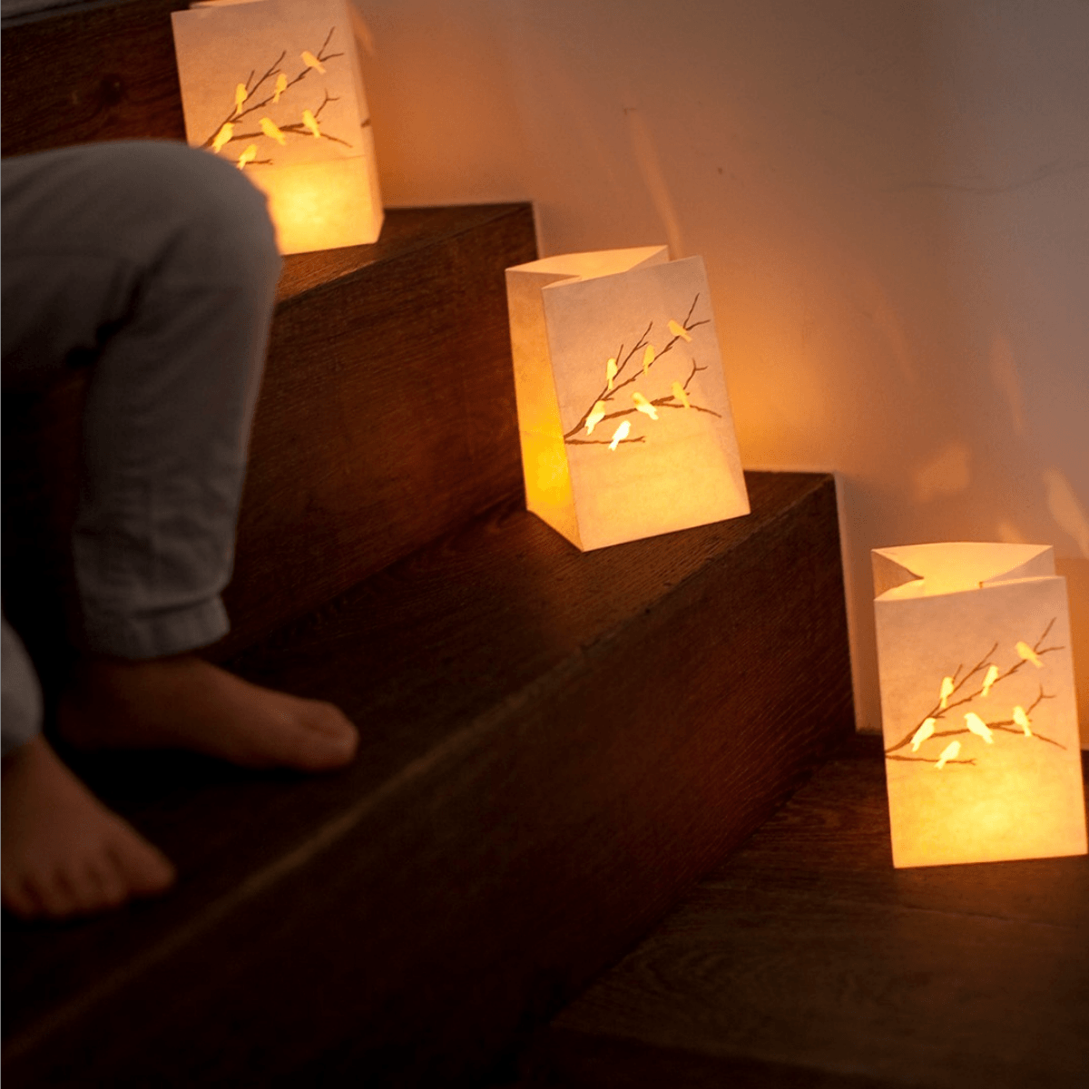 Dekorative Lichttüte "Design Baum" - 8er Set mit Maxi Teelichtern -KAKTOS Pflanzen & Zubehör