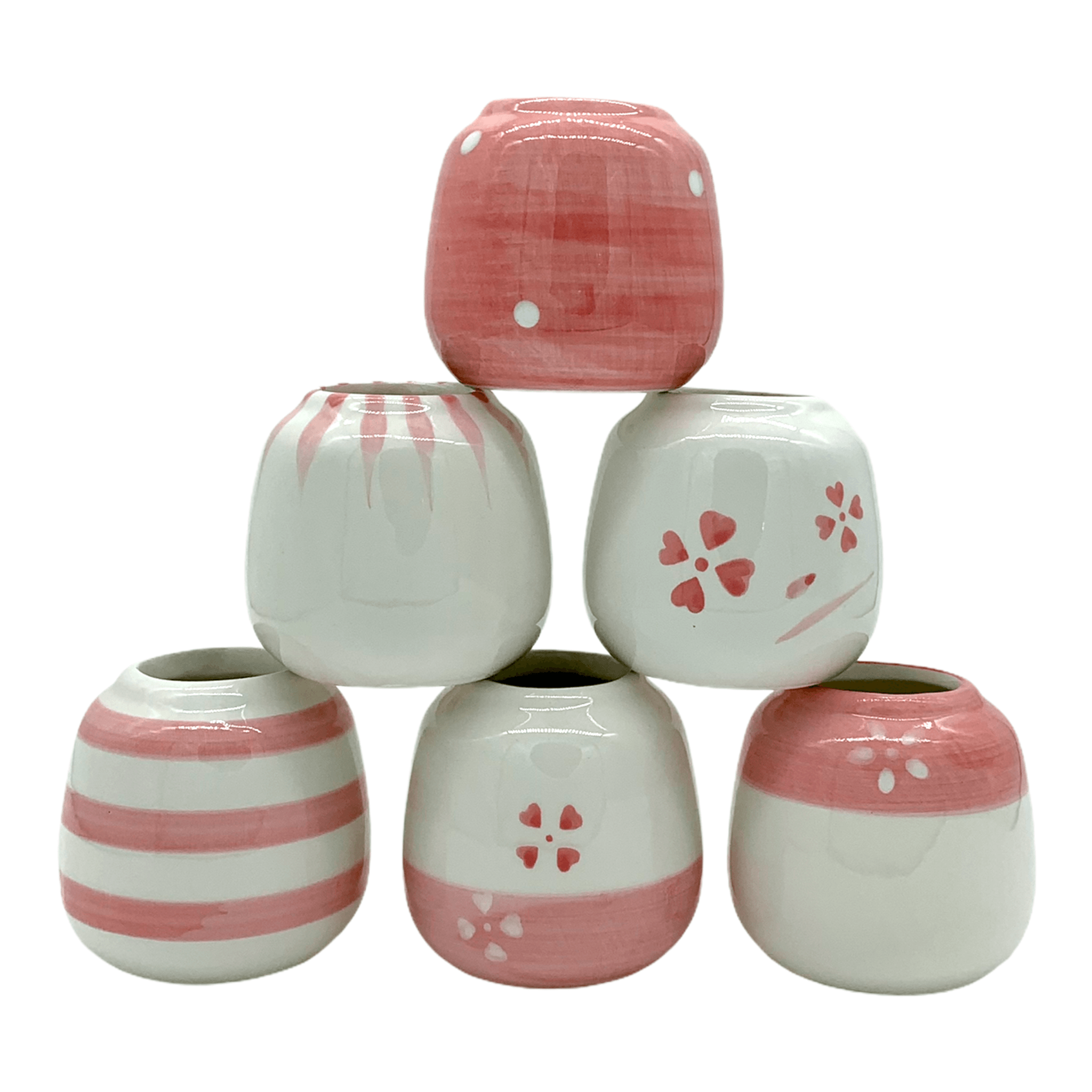 Kyoto - 6er Set - Mini-Sukkulententopf - Ø6cm - Japanischer Stil - rosa -KAKTOS Pflanzen & Zubehör