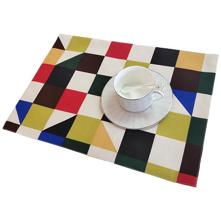Outdoor Wende-Tischset 2er-Pack mit farbigen Quadraten, mehrfarbig, 33x45 cm, Oekotex 100 -KAKTOS Pflanzen & Zubehör