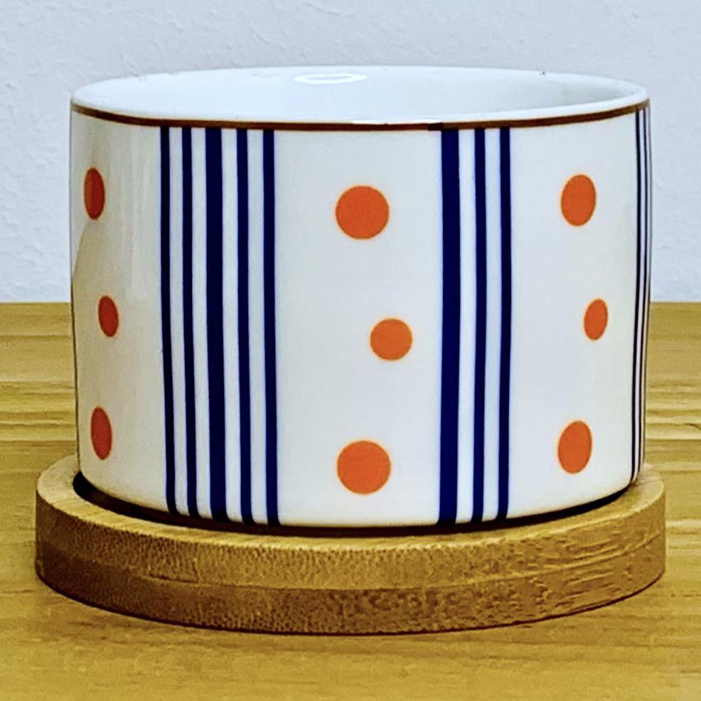 Tokyo - Blumentopf mit Drainageloch, Ø6,5cm mit Bambusuntersetzer -KAKTOS Pflanzen & Zubehör