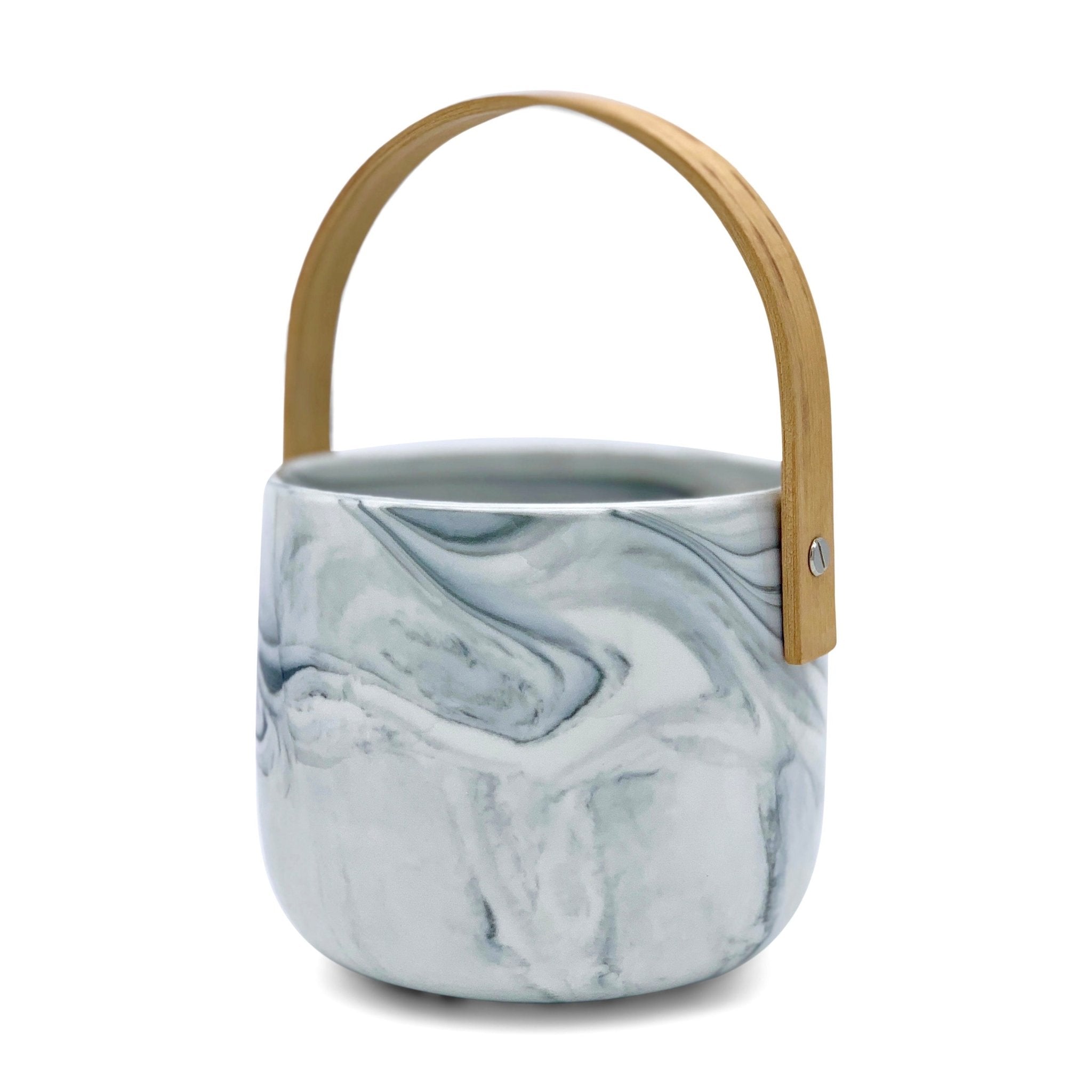 Übertopf aus Keramik mit Holzgriff, Ø14cm, -KAKTOS Pflanzen & Zubehör