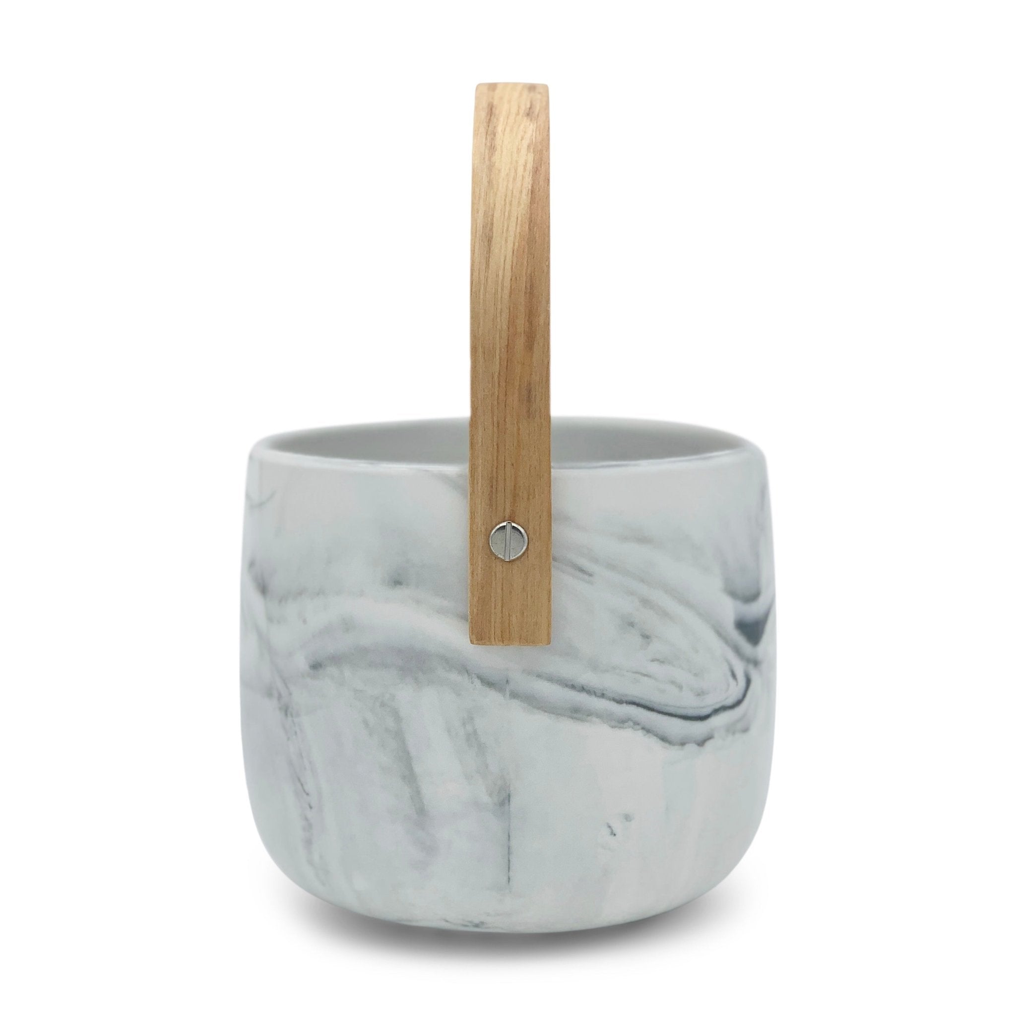 Übertopf aus Keramik mit Holzgriff, Ø14cm, -KAKTOS Pflanzen & Zubehör