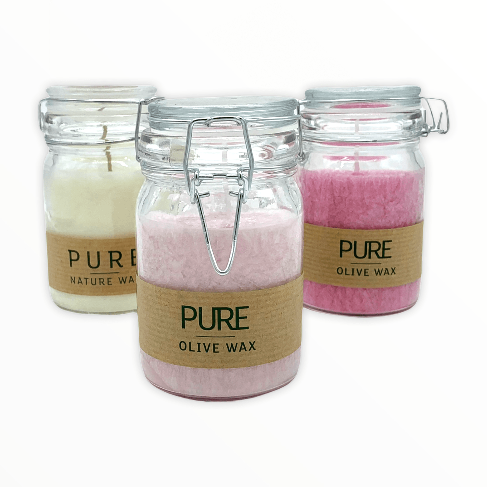 Vegane Naturwachskerze im Bügelglas - altrosa - 100% Olivenwachs -KAKTOS Pflanzen & Zubehör
