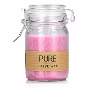 Vegane Naturwachskerze im Bügelglas - fuchsia - 100% Olivenwachs -KAKTOS Pflanzen & Zubehör