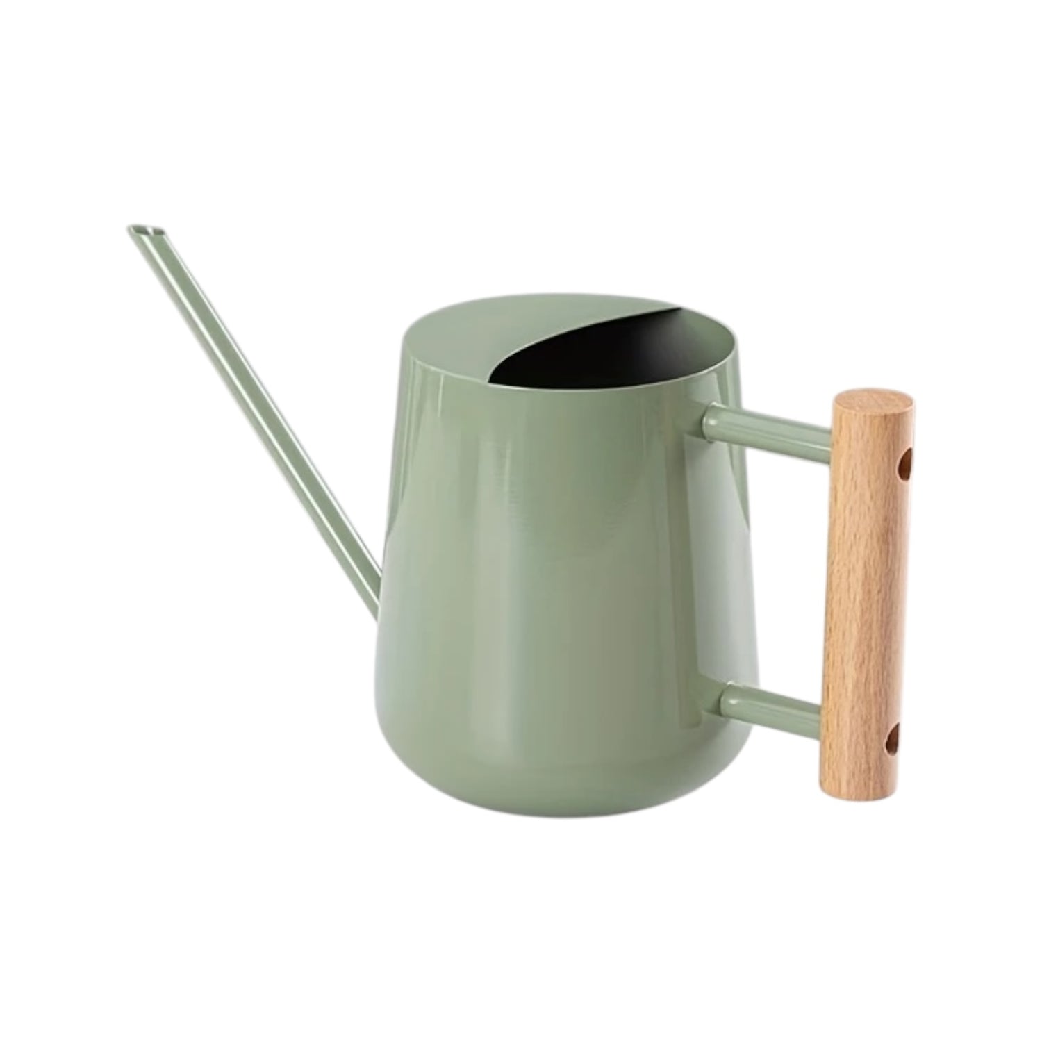 TIVVA GREEN – Gießkanne aus Edelstahl, 1 L, grün mit Holzgriff