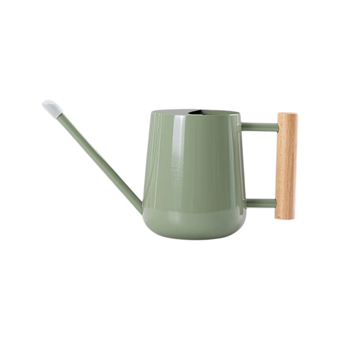 TIVVA GREEN – Gießkanne aus Edelstahl, 1 L, grün mit Holzgriff