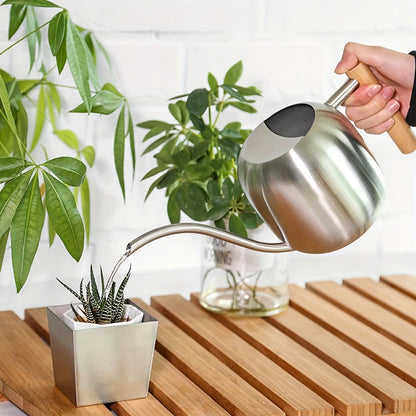 TIVVA 1200 – Edelstahl-Gießkanne, 1,2 L, versch. Farben, mit Holzgriff &amp; langer Ausgussdüse
