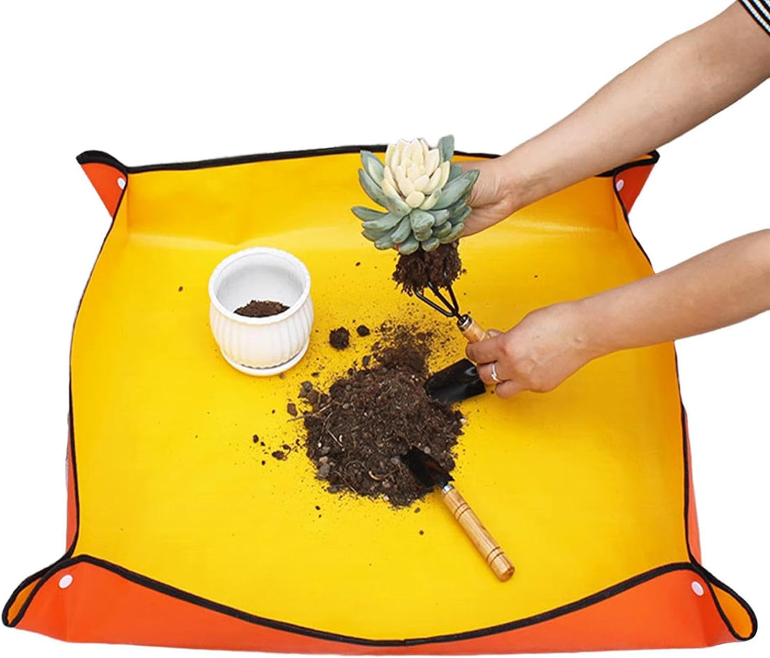PLANTPAD – Pflanzmatte zum Umtopfen, Gelb-Orange, verschiedene Größen, wasserdicht &amp; faltbar, Unterlage für sauberes Gärtnern