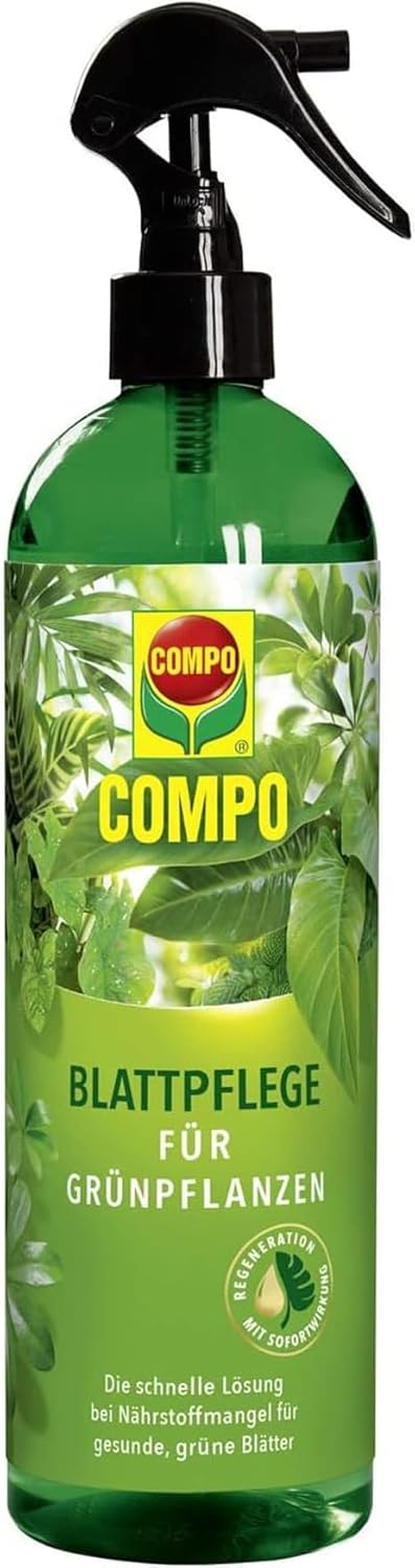 COMPO Blattpflege – Blattdünger für Grünpflanzen – Flüssig – Grün – 500 ml – Anwendungsfertiges Spray