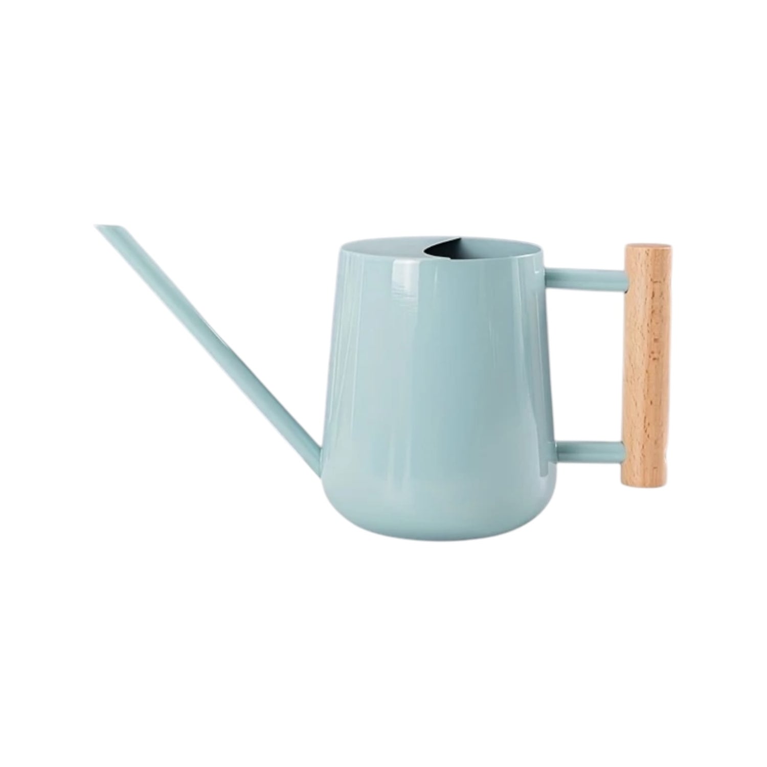 TIVVA BLUE – Gießkanne aus Edelstahl, 1 L, hellblau mit Holzgriff