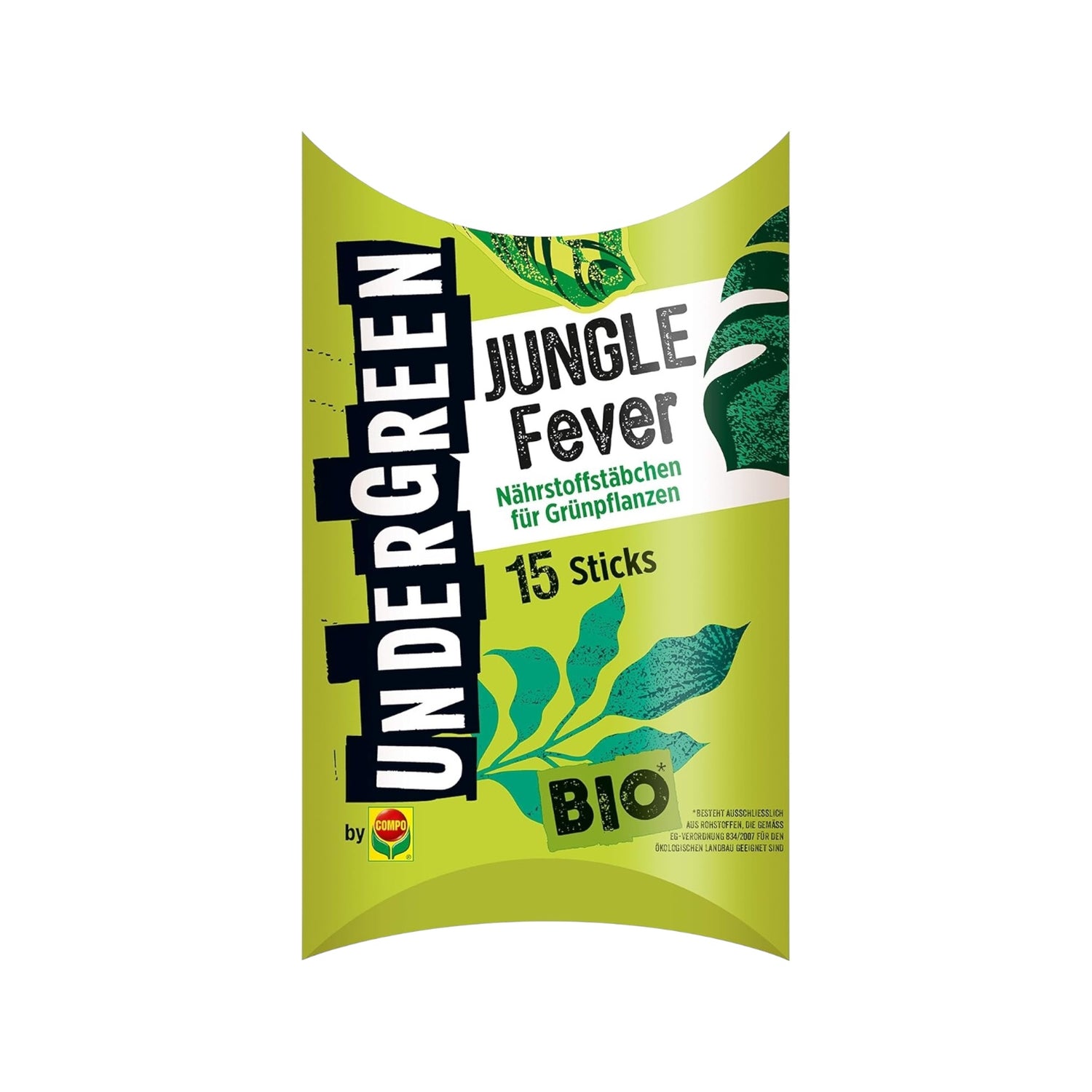 Undergreen by COMPO Jungle Fever, Dünger, Nährstoffstäbchen für Grünpflanzen, Bio-Düngestäbchen, 15 Stück