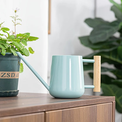 TIVVA BLUE – Gießkanne aus Edelstahl, 1 L, hellblau mit Holzgriff