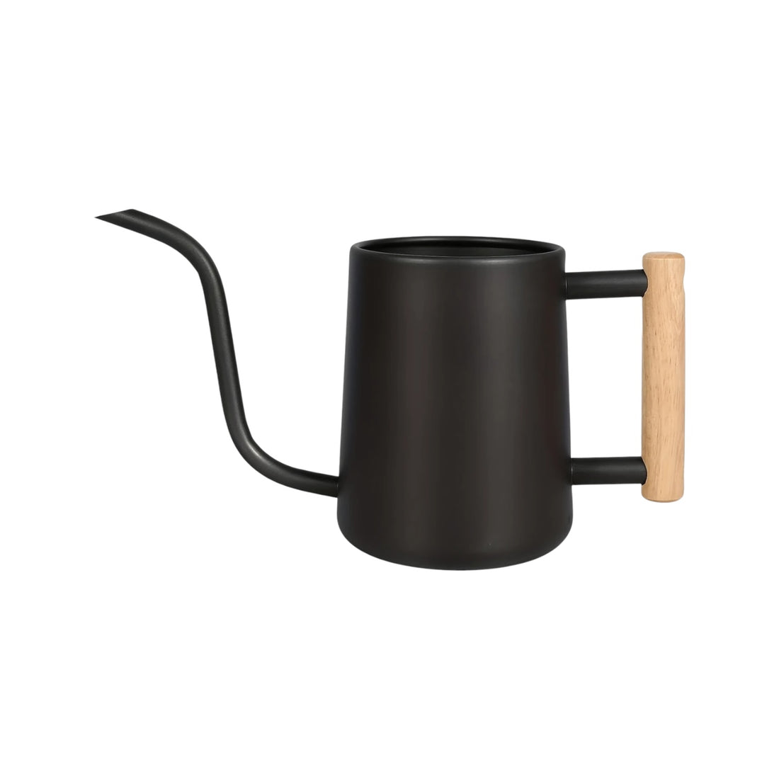 TIVVA – Indoor-Gießkanne aus Edelstahl, 1 L, Schwarz mit Holzgriff