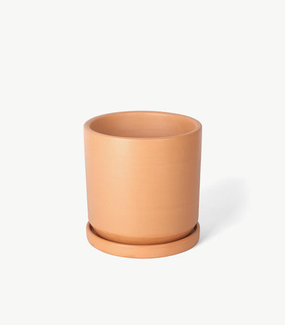 DINIS – Blumentopf für Innen- und Außenbereiche, Ton, Terrakotta Natur, Ø 18 cm, handgefertigt mit Untersetzer