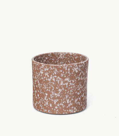 MARCELINO – Pflanztopf, Steinzeug, Braun gesprenkelt, Ø 13 cm, handgefertigt glasiert
