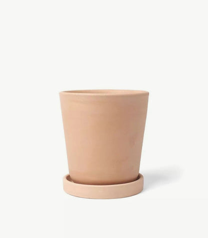 ODEMIRA – Blumentopf, Ton, Terrakotta Natur, Ø 15 cm, handgefertigt mit Untersetzer