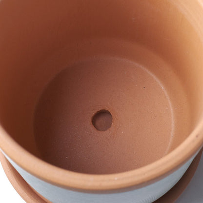 Blauer horizontal gestreifter Übertopf mit Untertasse, handgefertigt -KAKTOS Pflanzgefäße &amp; Zubehör