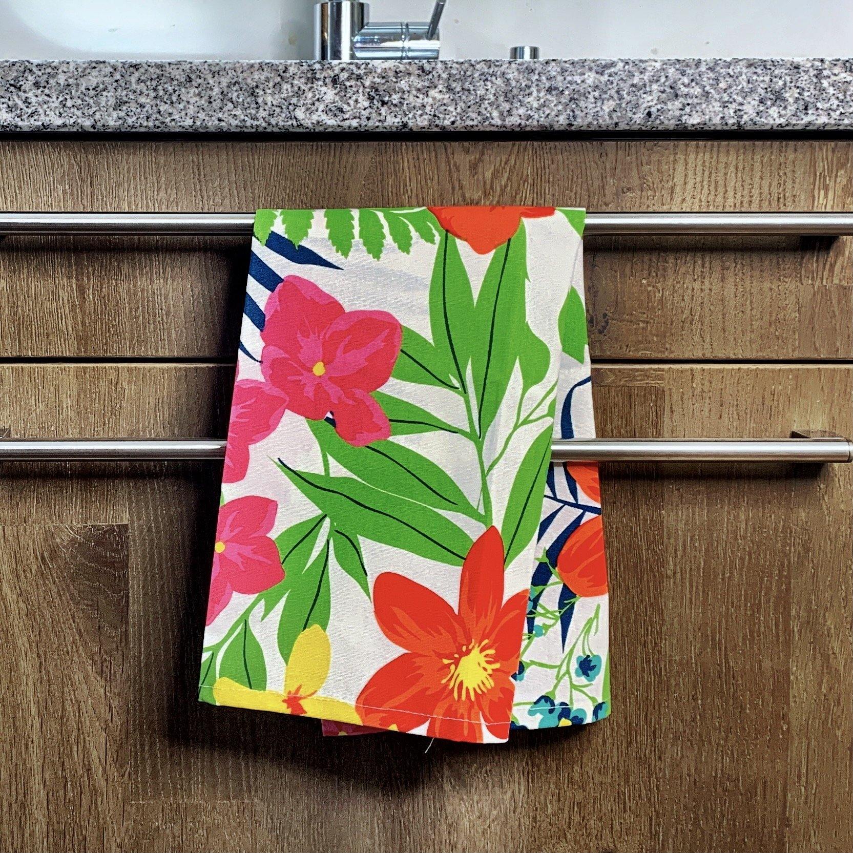 Corfu - Geschirrtuch - Florales Muster - 100% Baumwolle -KAKTOS Pflanzen &amp; Zubehör