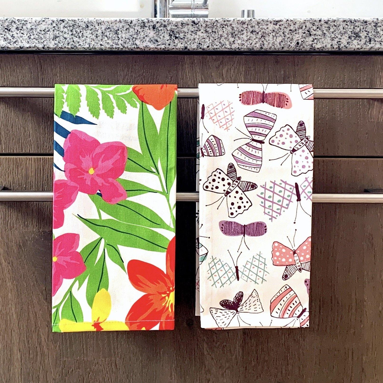 Ikaria - Geschirrtuch - Violette Schmetterlinge - 100% Baumwolle -KAKTOS Pflanzen &amp; Zubehör