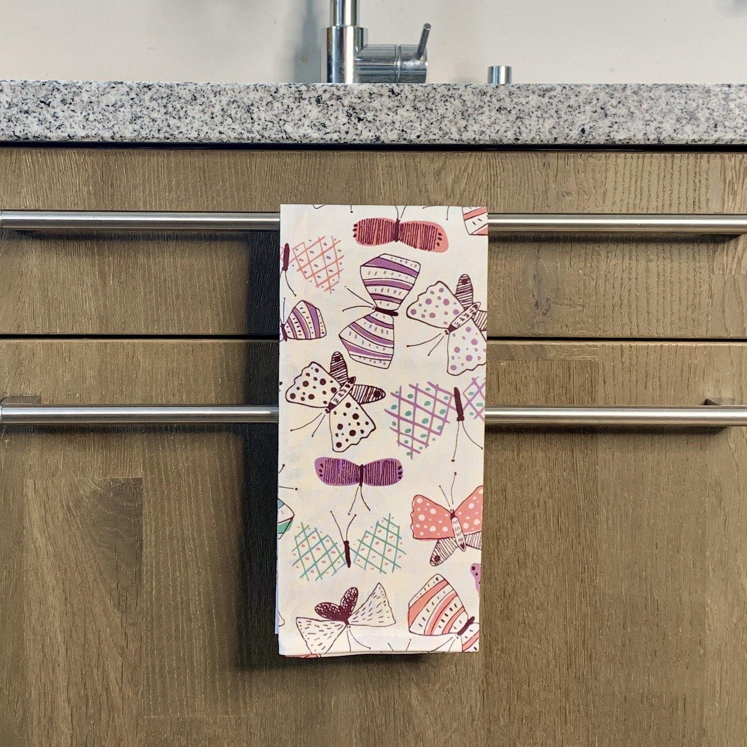 Ikaria - Geschirrtuch - Violette Schmetterlinge - 100% Baumwolle -KAKTOS Pflanzen &amp; Zubehör