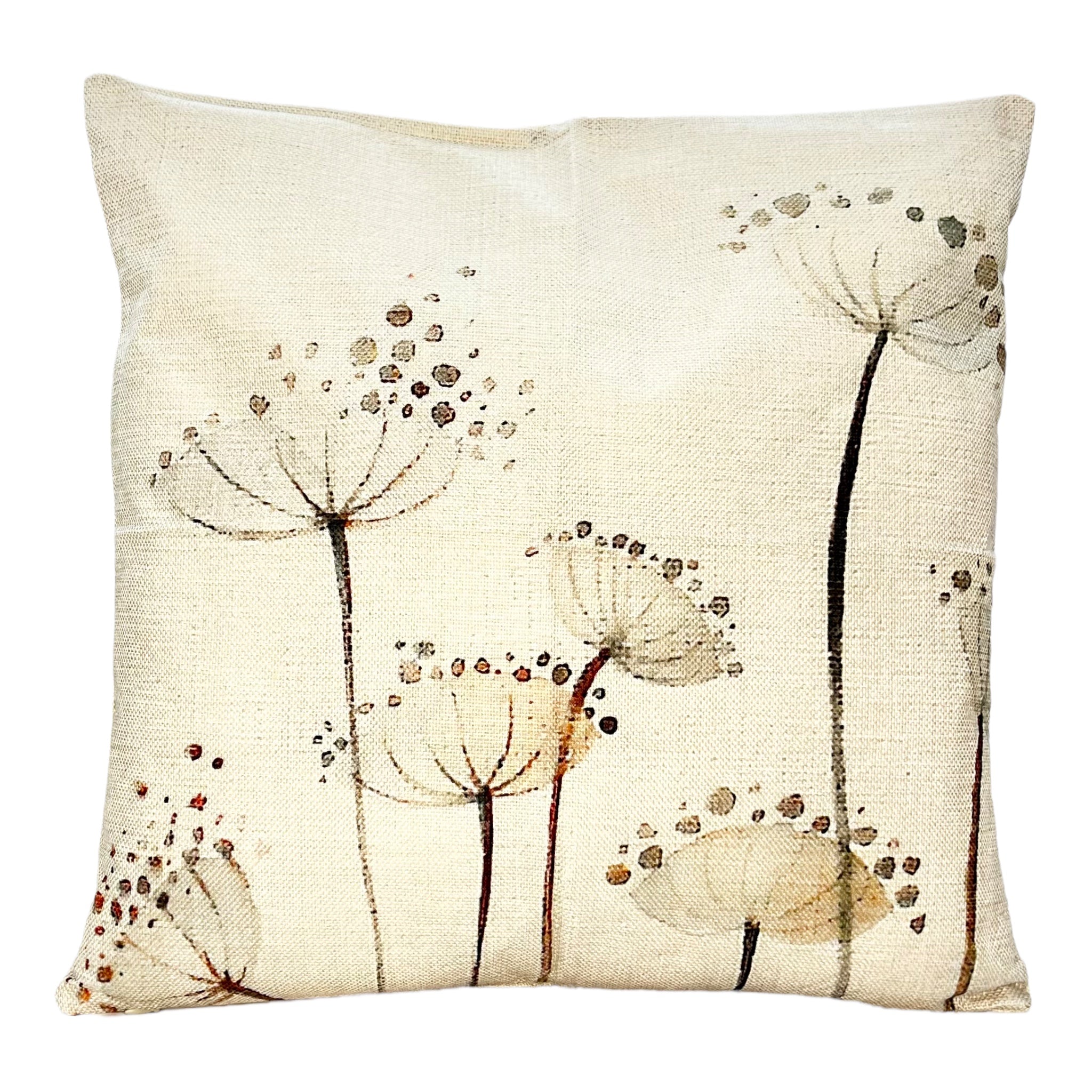 Kissenhülle, Leinen mit Pflanzenmotiv, beige, 45x45 cm -KAKTOS Pflanzen &amp; Zubehör