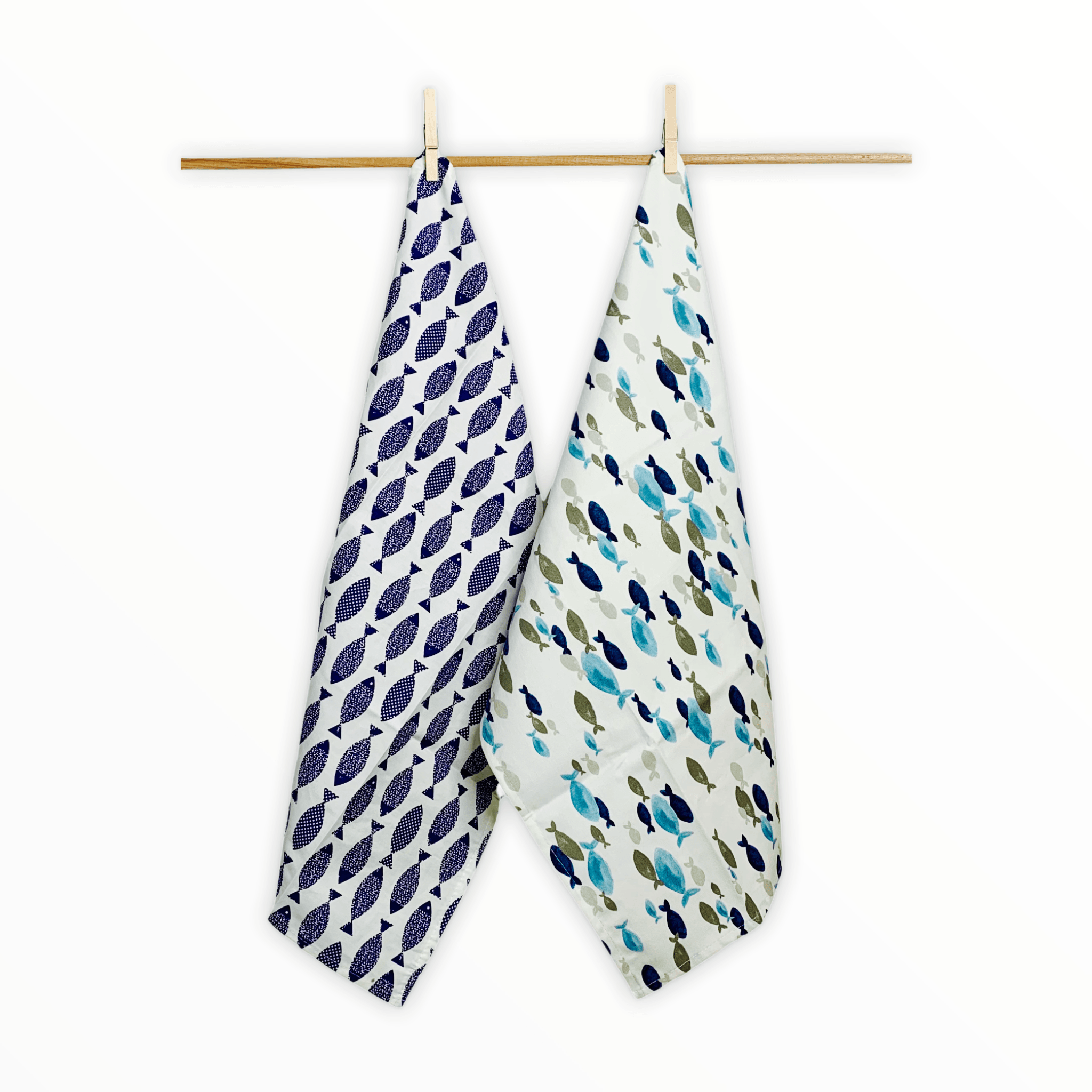 Kreta - Geschirrtuch - Dark Blue Fish - 100% Baumwolle -KAKTOS Pflanzen &amp; Zubehör
