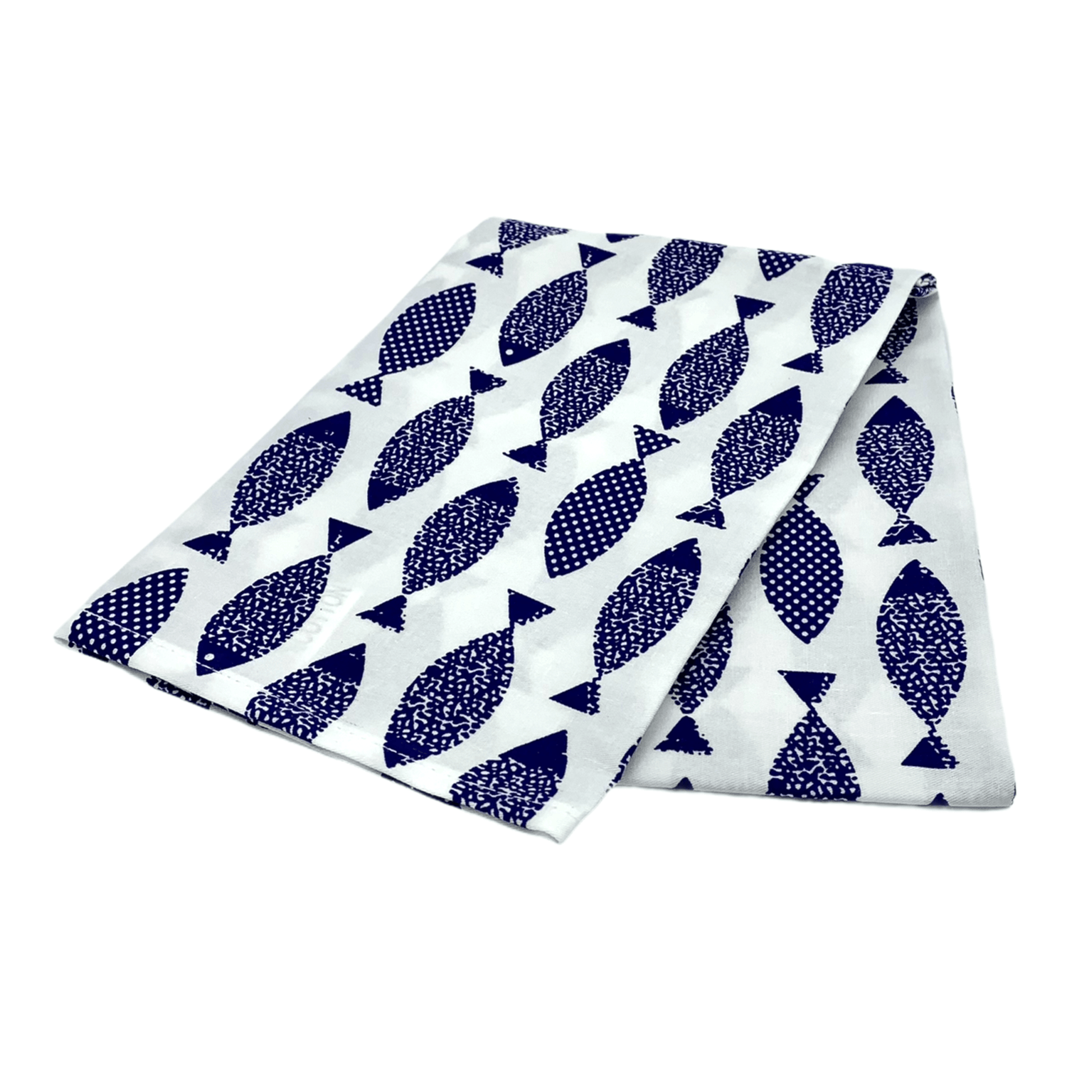 Kreta - Geschirrtuch - Dark Blue Fish - 100% Baumwolle -KAKTOS Pflanzen &amp; Zubehör