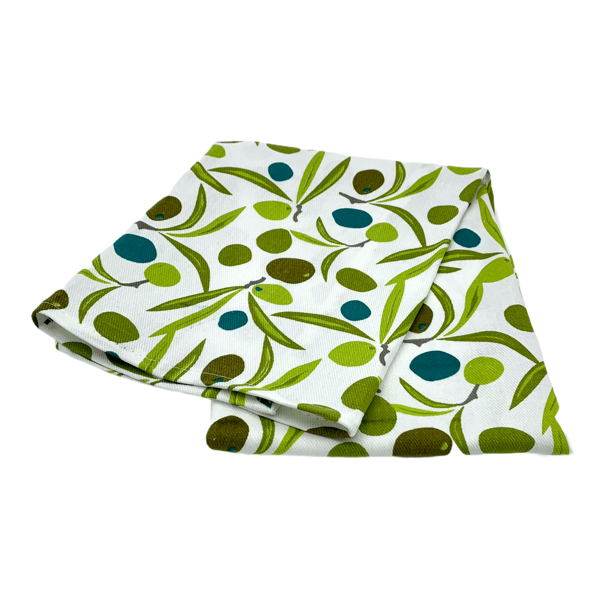 Naxos - Geschirrtuch - Olivenmuster auf Weiss - 100% Baumwolle -KAKTOS Pflanzen &amp; Zubehör