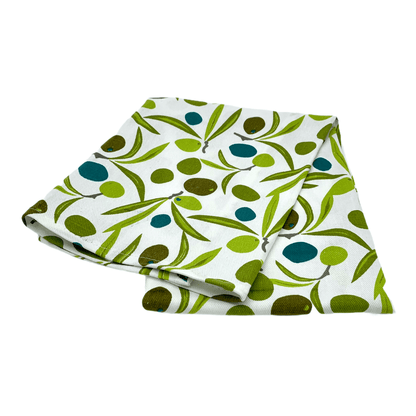 Naxos - Geschirrtuch - Olivenmuster auf Weiss - 100% Baumwolle -KAKTOS Pflanzen &amp; Zubehör