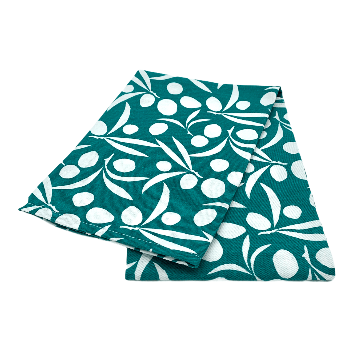 Paros - Geschirrtuch - Oliven auf türkies-blau - 100% Baumwolle -KAKTOS Pflanzen &amp; Zubehör