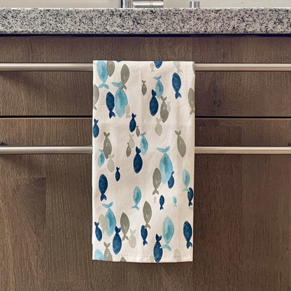 Santorini - Geschirrtuch - Hellblaue Fische - 100% Baumwolle -KAKTOS Pflanzen &amp; Zubehör