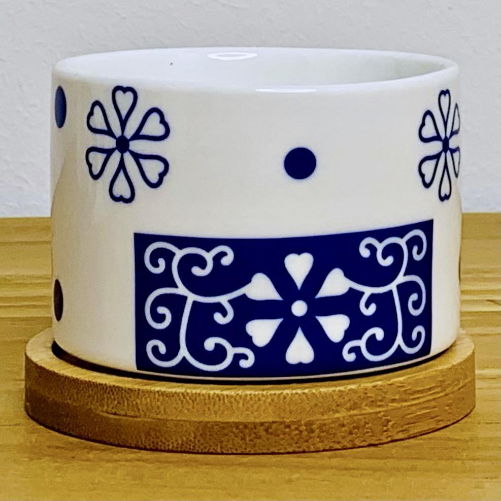 Tokyo - Blumentopf mit Drainageloch, Ø6,5cm mit Bambusuntersetzer -KAKTOS Pflanzen &amp; Zubehör