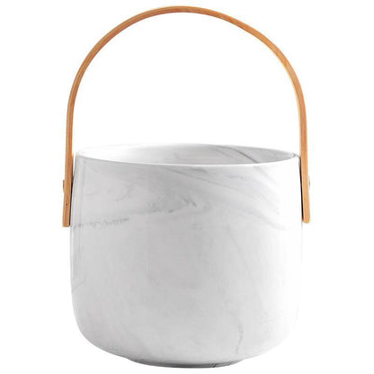 Übertopf aus Keramik mit Holzgriff, Ø14cm, -KAKTOS Pflanzen &amp; Zubehör