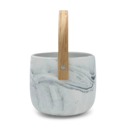 Übertopf aus Keramik mit Holzgriff, Ø14cm, -KAKTOS Pflanzen &amp; Zubehör